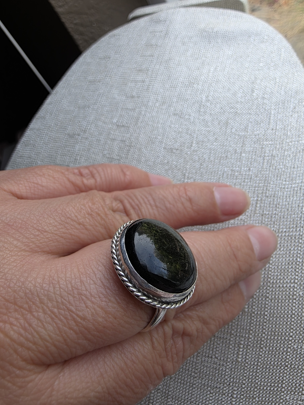 Sterling Silver Black Onyx Oval Men's Ring Size 11.5 - Picture 16 of 16